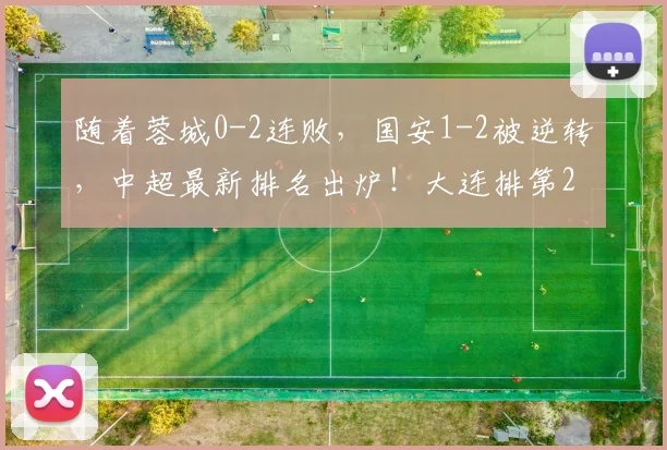 随着蓉城0-2连败，国安1-2被逆转，中超最新排名出炉！大连排第2